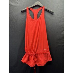 Nike Dri-FIT Tank Top Womens Small Red Racerback Running Drawstring Peplum Hem
